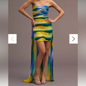 Vibrant Multicolor Mini Dress with Train